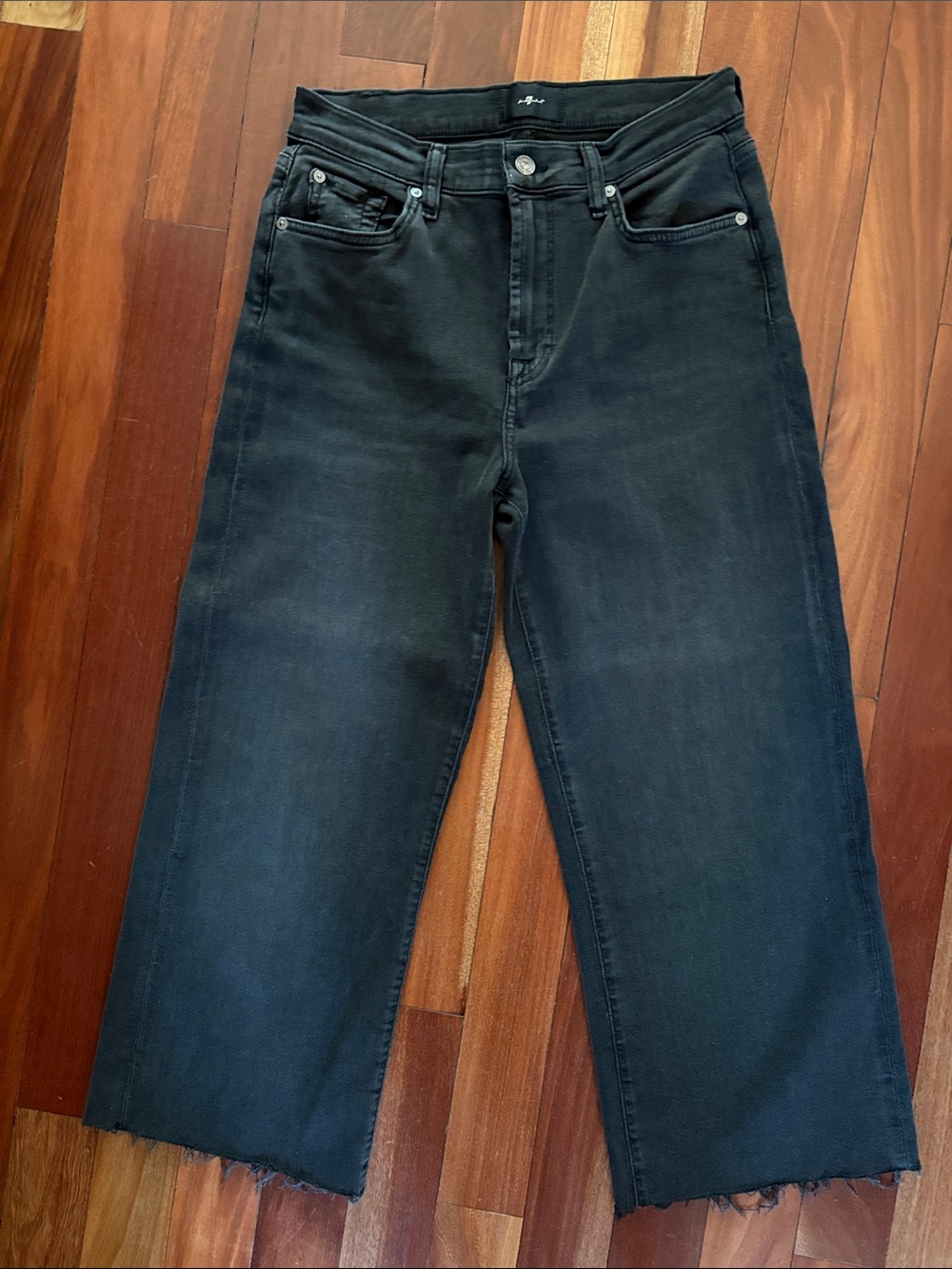 Womens Black Wide-Leg crop Jeans - Modern Clean Finish
